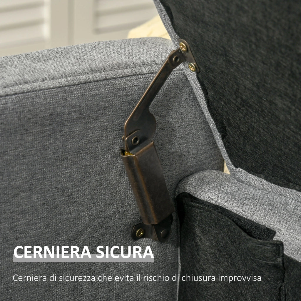 Letto Contenitore in Tessuto ¨C zephmum ¨C Grigio 120x50x44