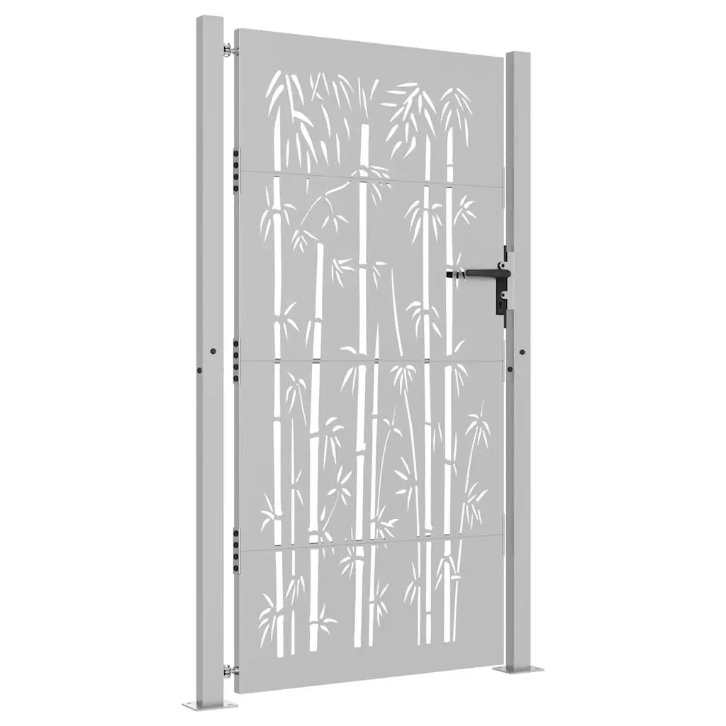 Cancello da giardino 100x200 cm in acciaio corten e design in bambù 153243