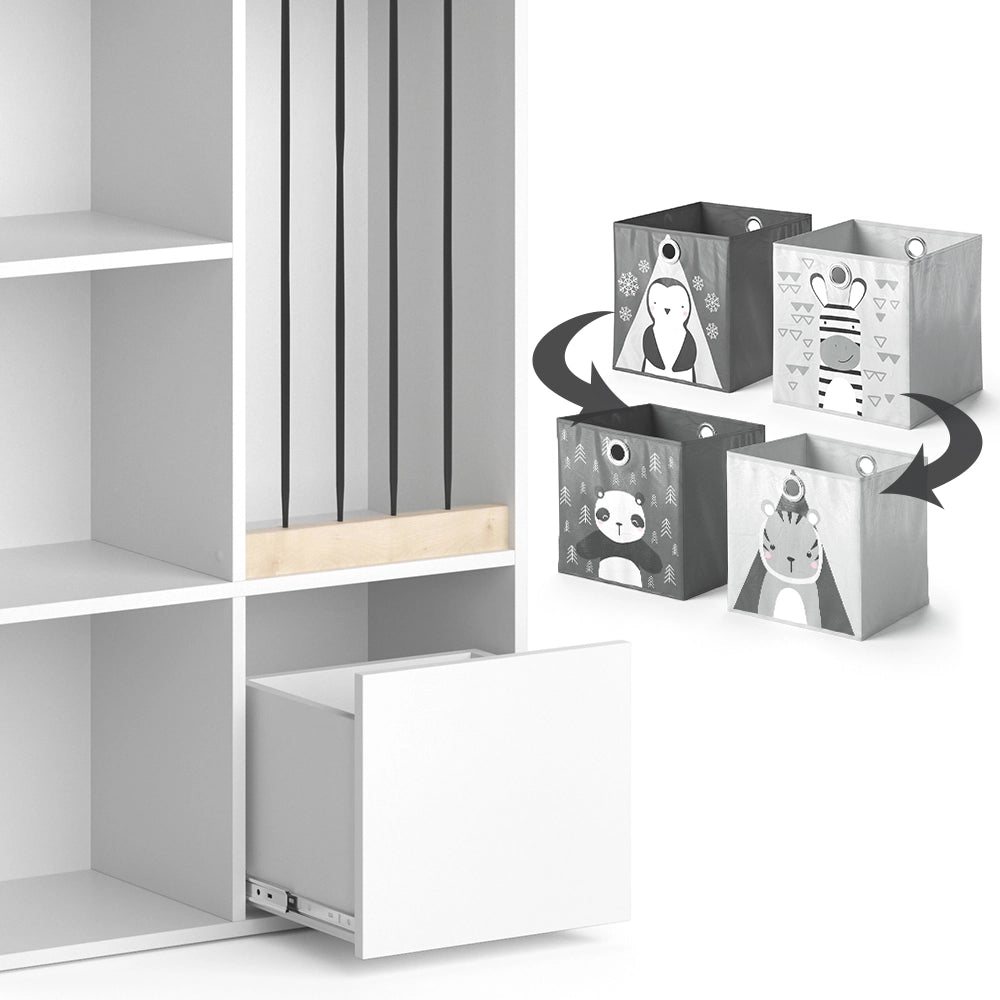 Vicco Libreria bambini Bianco 29.2 x 107.8 cm con 2 scatole pieghevoli opt.5