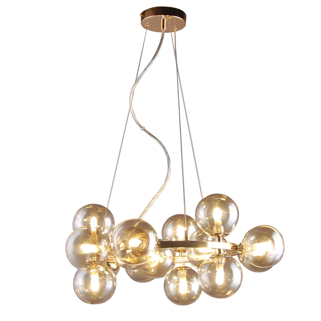Lampadario Italux Marbelio moderno oro 15xG9 vetro Ø58cm