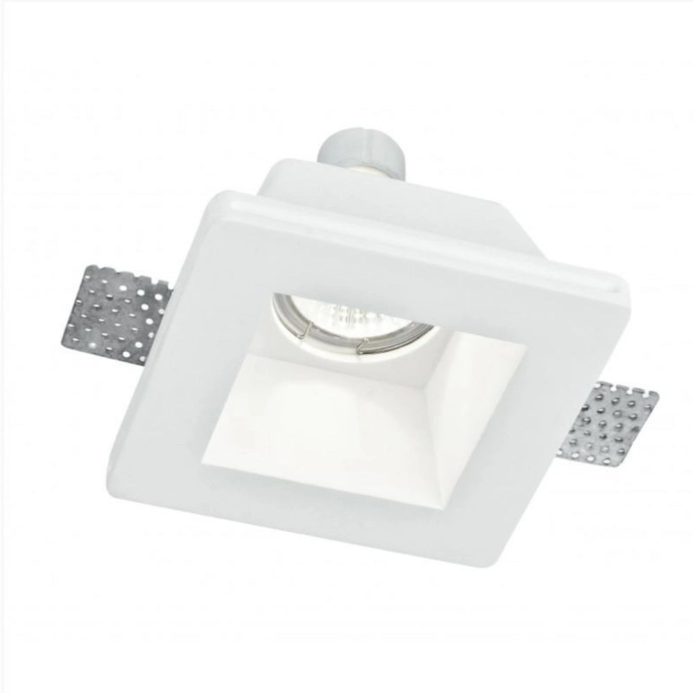 Porta faretto da incasso quadrato in gesso verniciabile con staffe attacco gu10