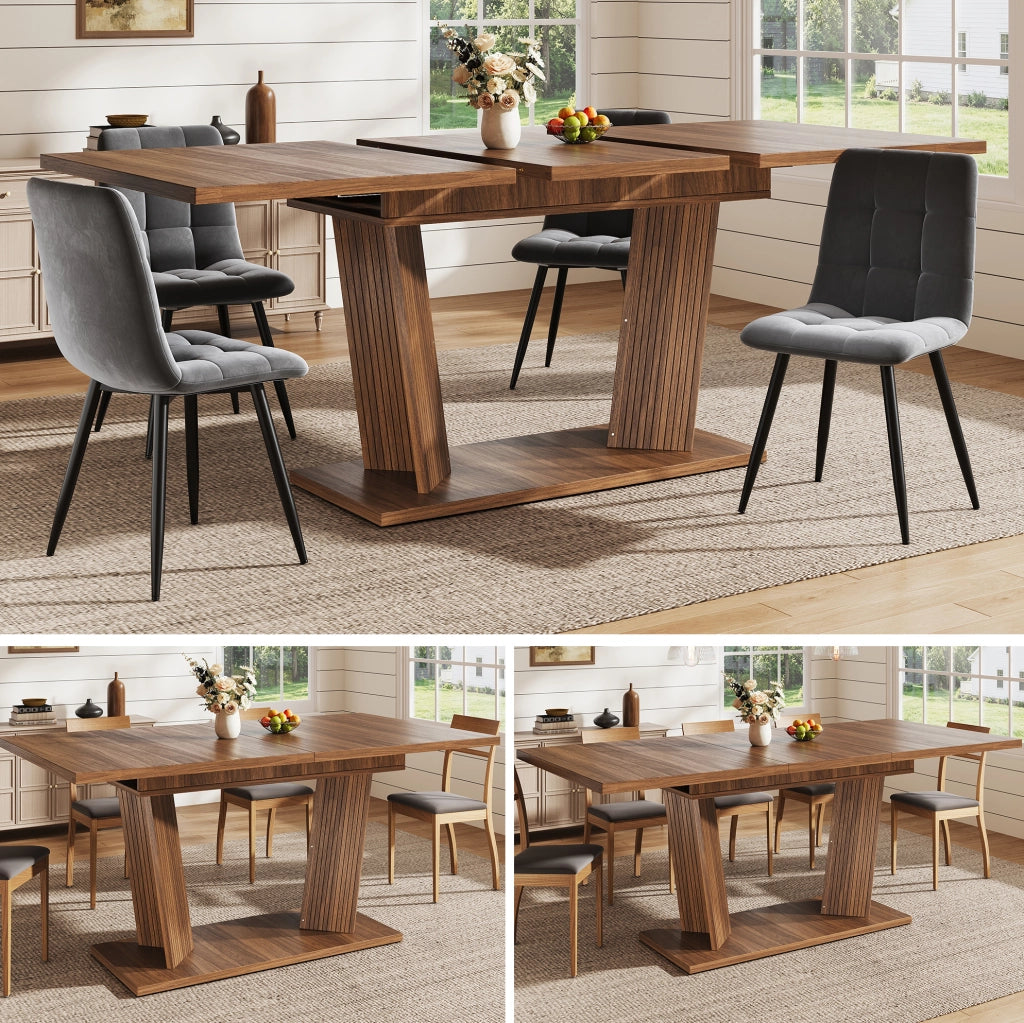 Tavolo da pranzo allungabile 120-160x80 cm marrone scuro