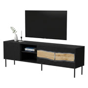 Luvinate, Mobile Porta tv 2 Ripiani, 190x40x61.5h cm Nero