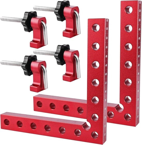 Angolo di posizionamento 90 gradi - 14 cm - 2 pezzi - lega di alluminio - angolo per carpentieri - lavorazione del legno - rosso