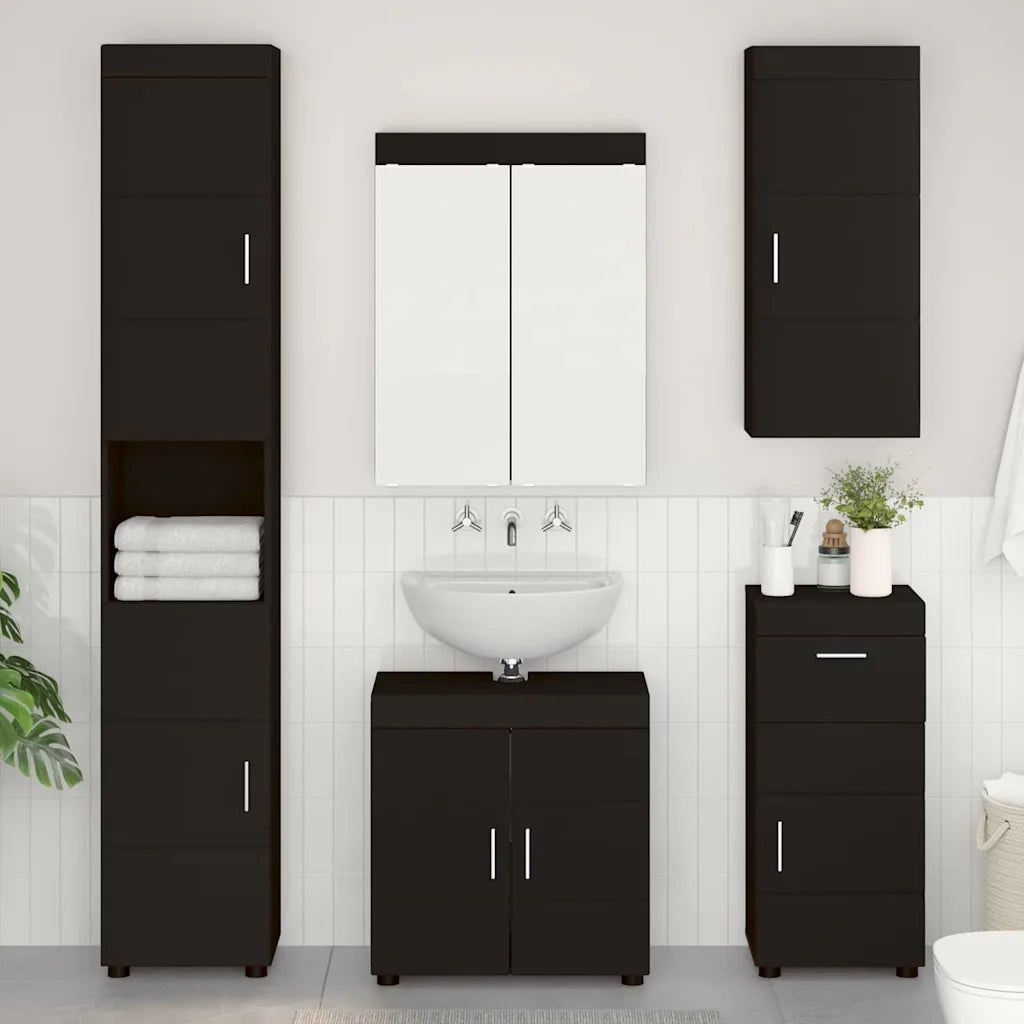 Armadio da bagno a muro con porta TULUM Nero 37 x 24,5 x 86 cm