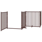 Cancelletto di sicurezza per cani con porta pieghevole 6 pannelli legno di pioppo marrone 02_0023029