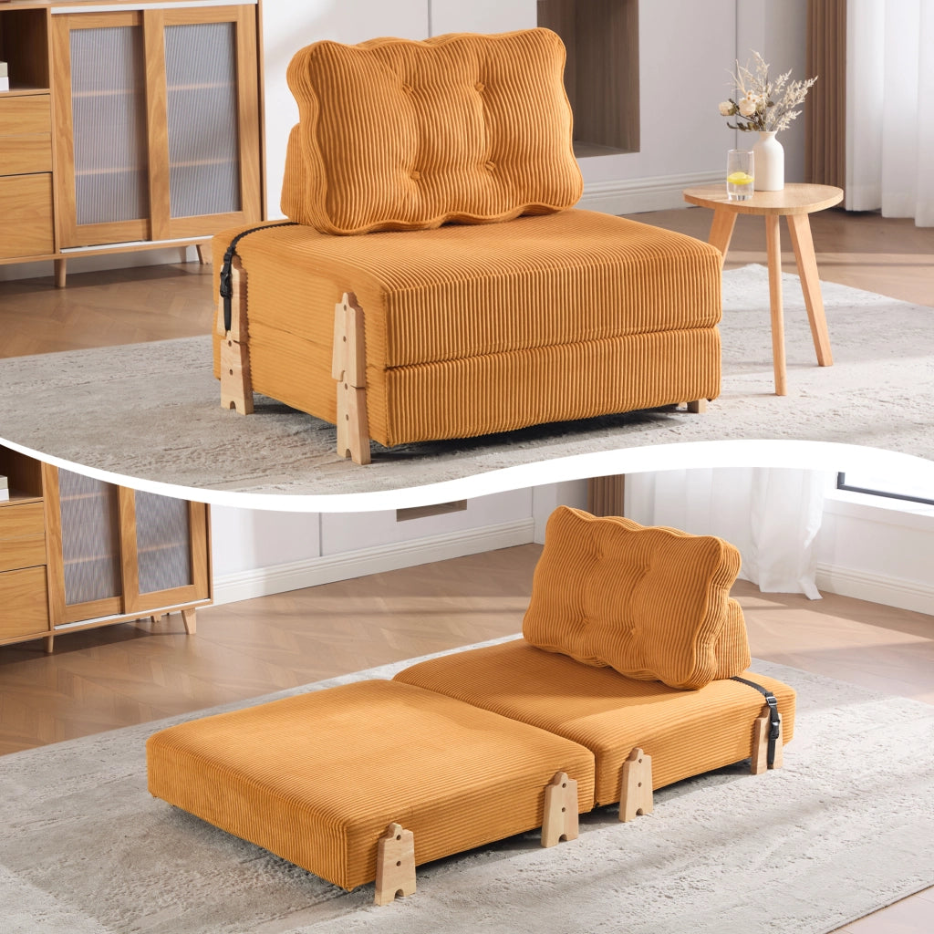 Divano letto singolo ¨C Minimal ¨C arancio corda gambe in legno