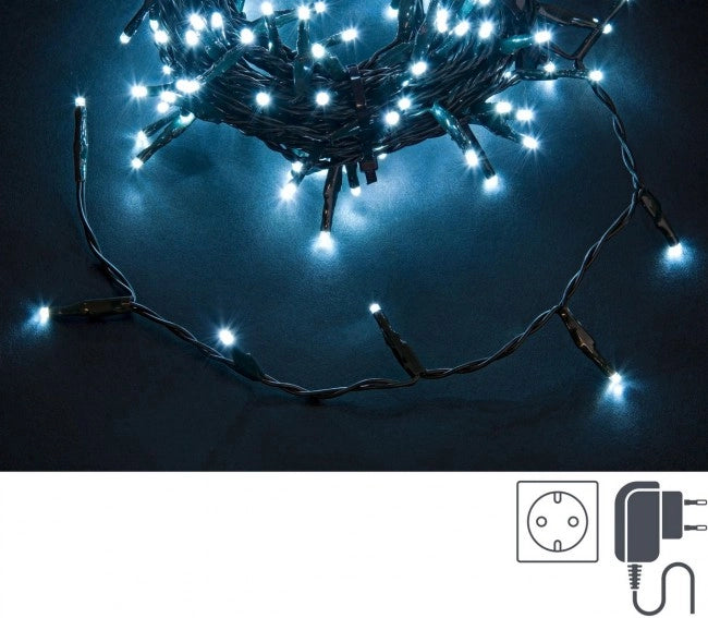 Luci Natale 1200 Lampade Bianco Filo Verde IP44 (6 Pezzi)