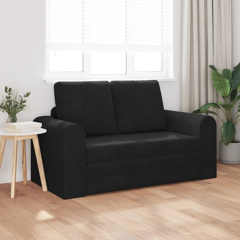 Divano letto a terra 2 in 1 nero 148x71x83 cm in tessuto
