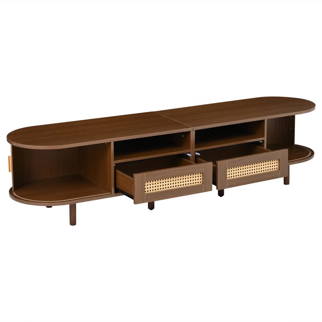Mobile TV con Cassetti e Ante Scorrevoli Rattan ¨C MINIMAL ¨C Noce 170x40x40 cm