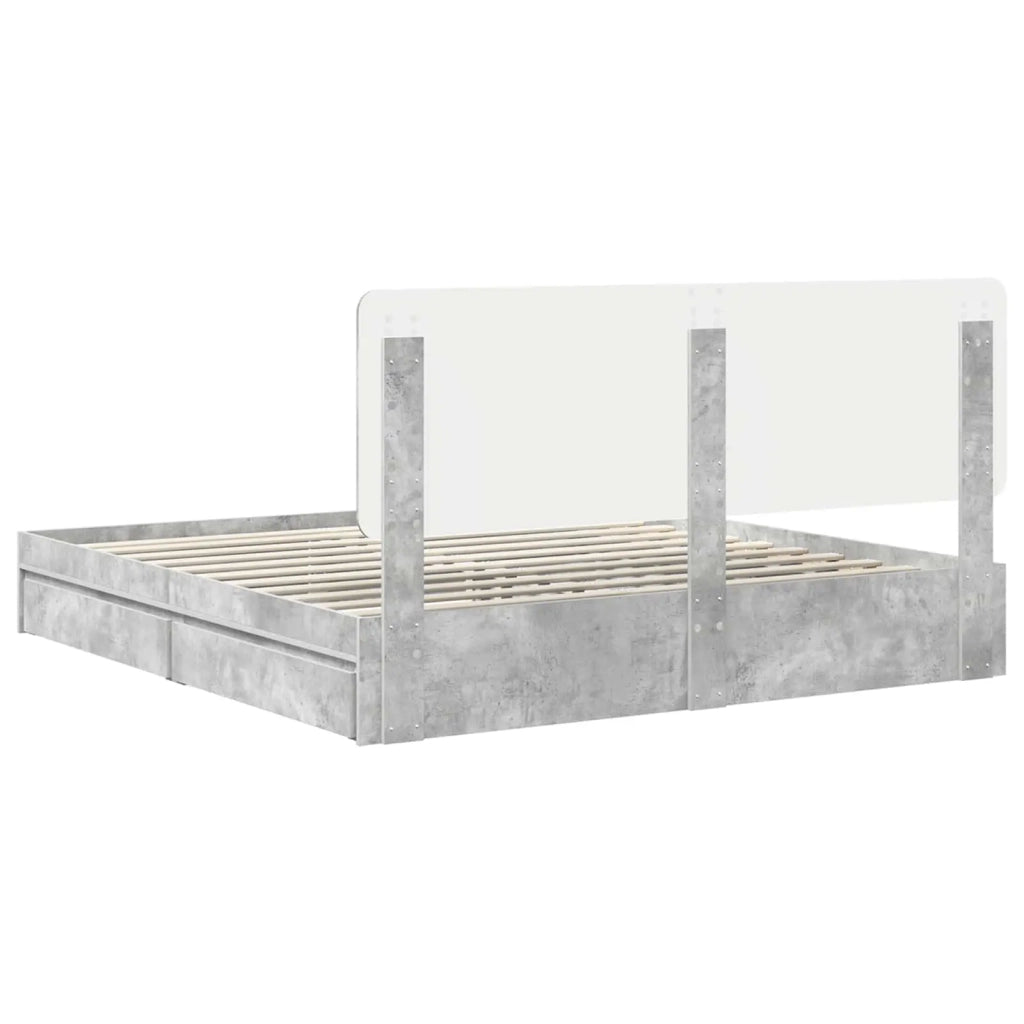 Letto con Contenitore con testiera Grigio cemento 200 x 200 cm 3412654