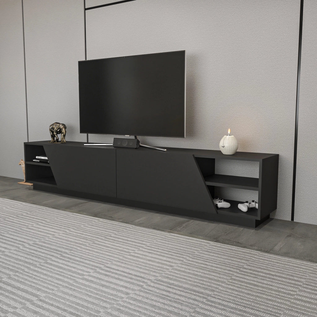 Porta TV in legno "Rhodes" - 240 x 37 x 47 cm - Grigio antracite
