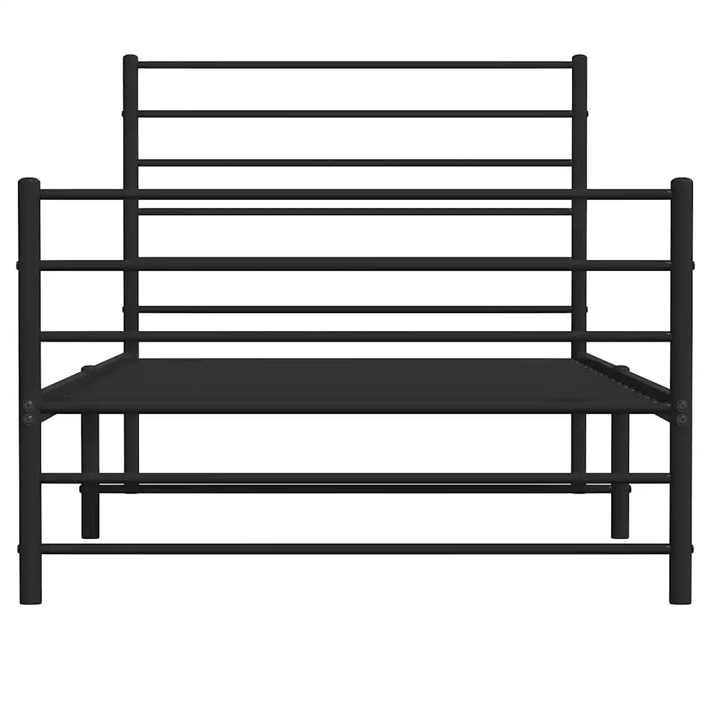 Giroletto con Testiera e Pediera Metallo Nero 100x200 cm 352332