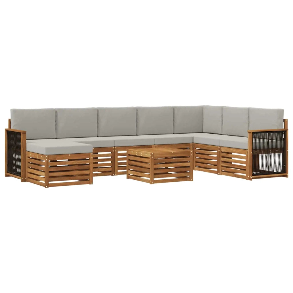 Set di divani da esterno 7 pz Naturale e Grigio Chiaro 3384742