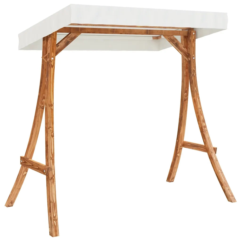Sedia a Dondolo con Cuscino e Tetto in Legno Massello di Abete 3200629