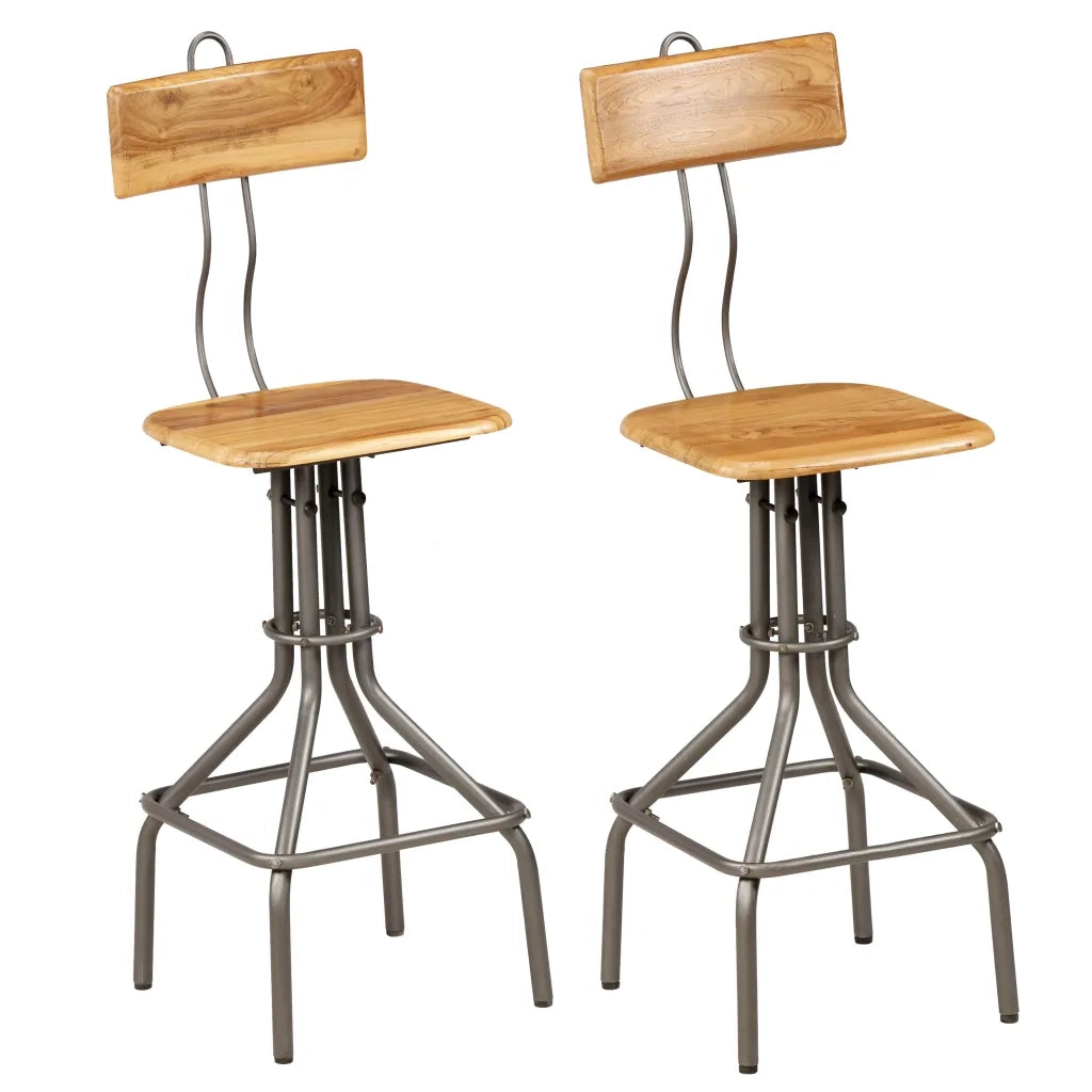 Sgabelli da BAr 2 pz in Teak Massello di Recupero cod mxl 73634