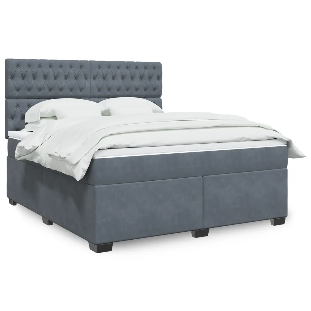 Giroletto a Molle con Materasso Grigio Scuro 180x200 cm Velluto 3293285