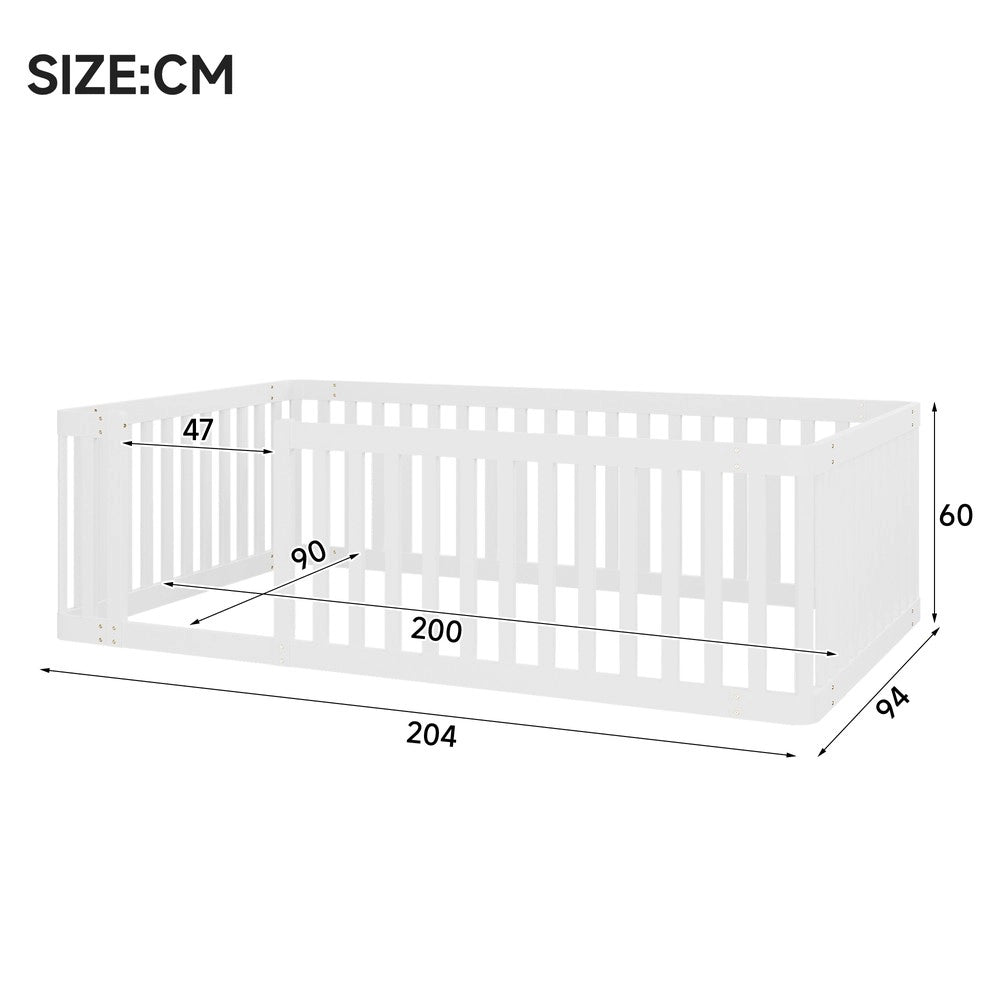 Letto in Legno 90x200 ¨C Xylo ¨C Bianco con Testiera e Rete a Doghe