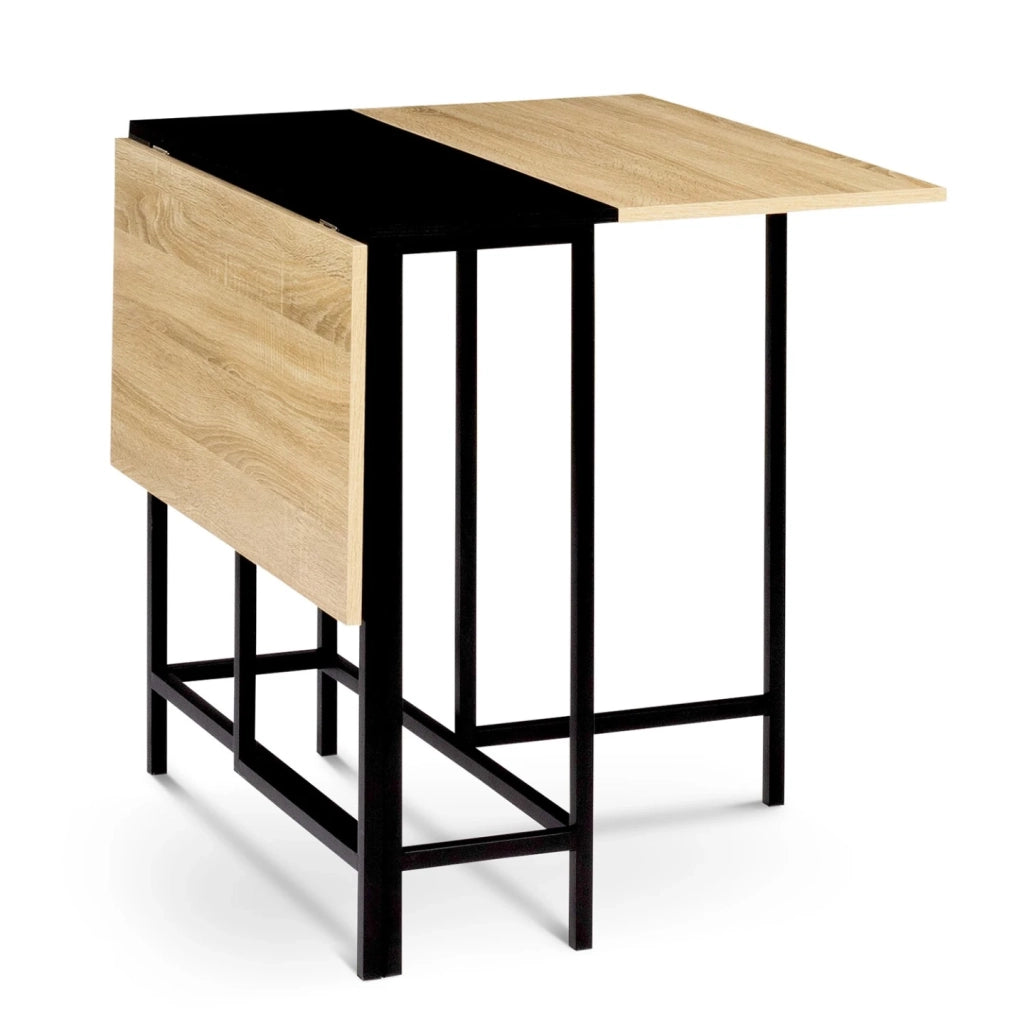 IDMarket - Tavolo consolle pieghevole 2-4 persone in faggio e nero design industriale EDI