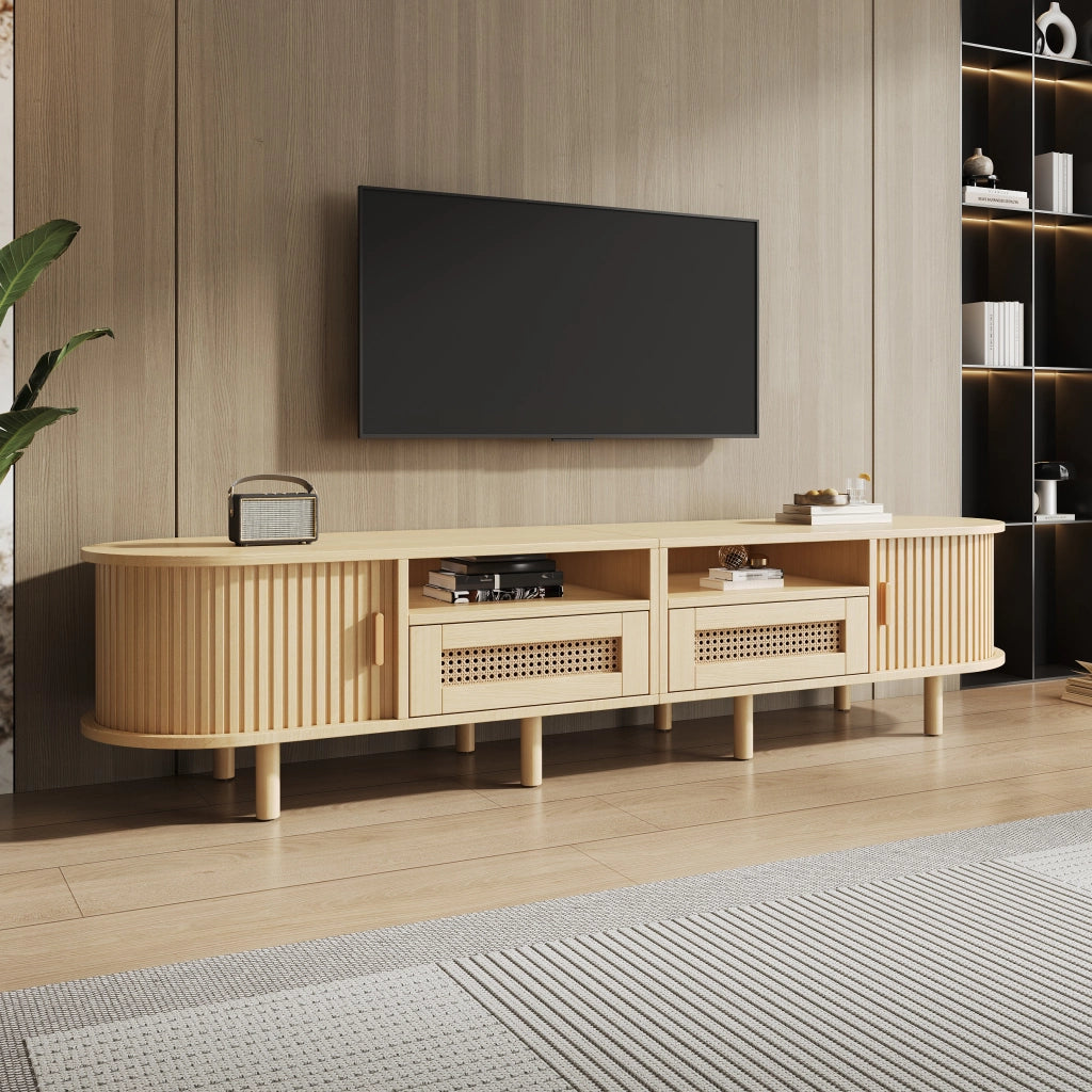 Cassettiera per TV Light Oak in MDF e legno; lunghezza 170 cm