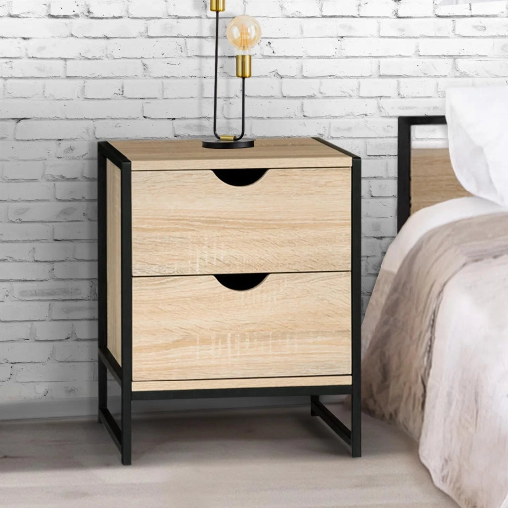 IDMarket - Set di 2 comodini DETROIT con 2 cassetti design industriale