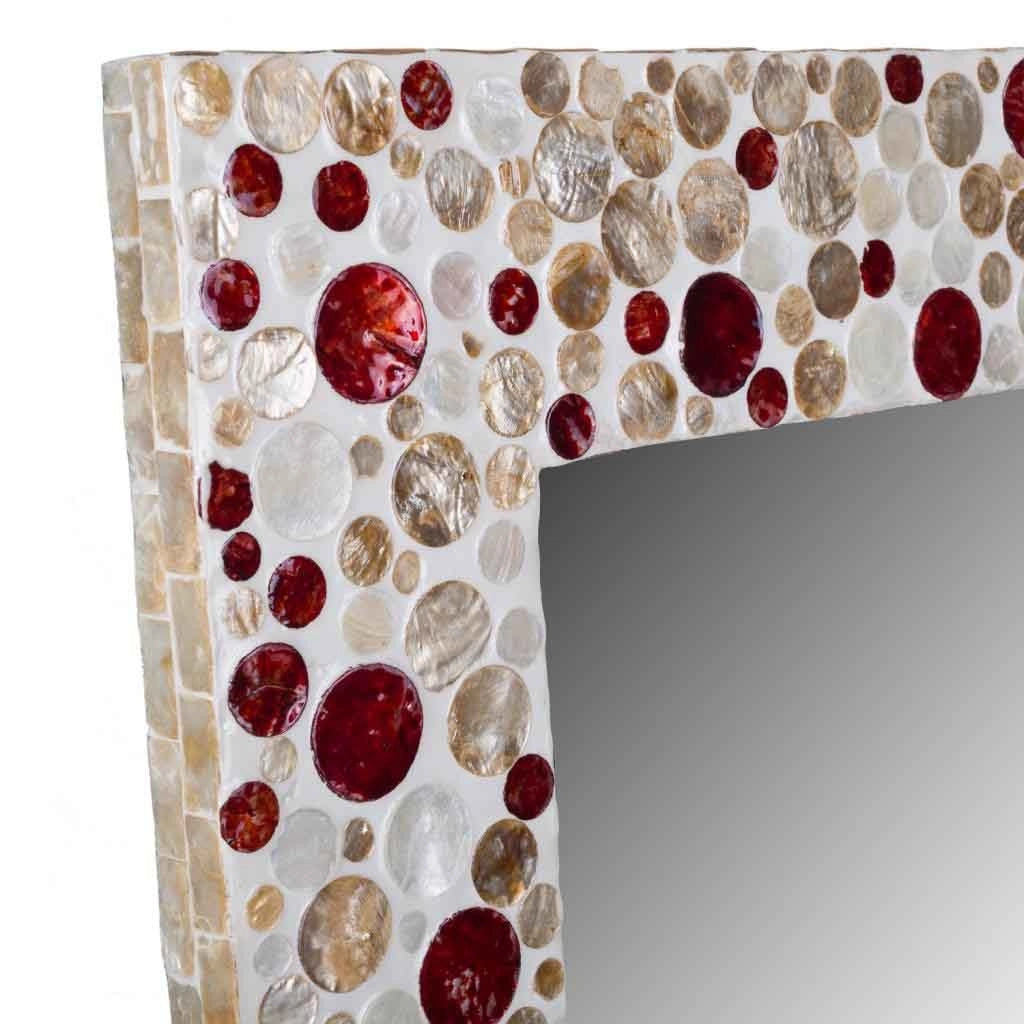 Specchio quadrato in legno rifinito in capiz marrone 52x52x03h