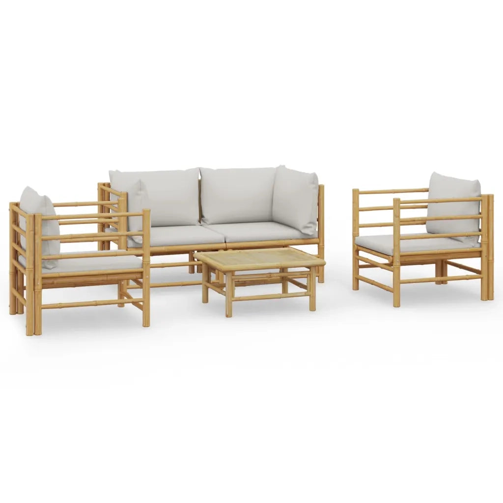 Set Salotto da Giardino 5pz con Cuscini Grigio Chiaro BambÃ¹