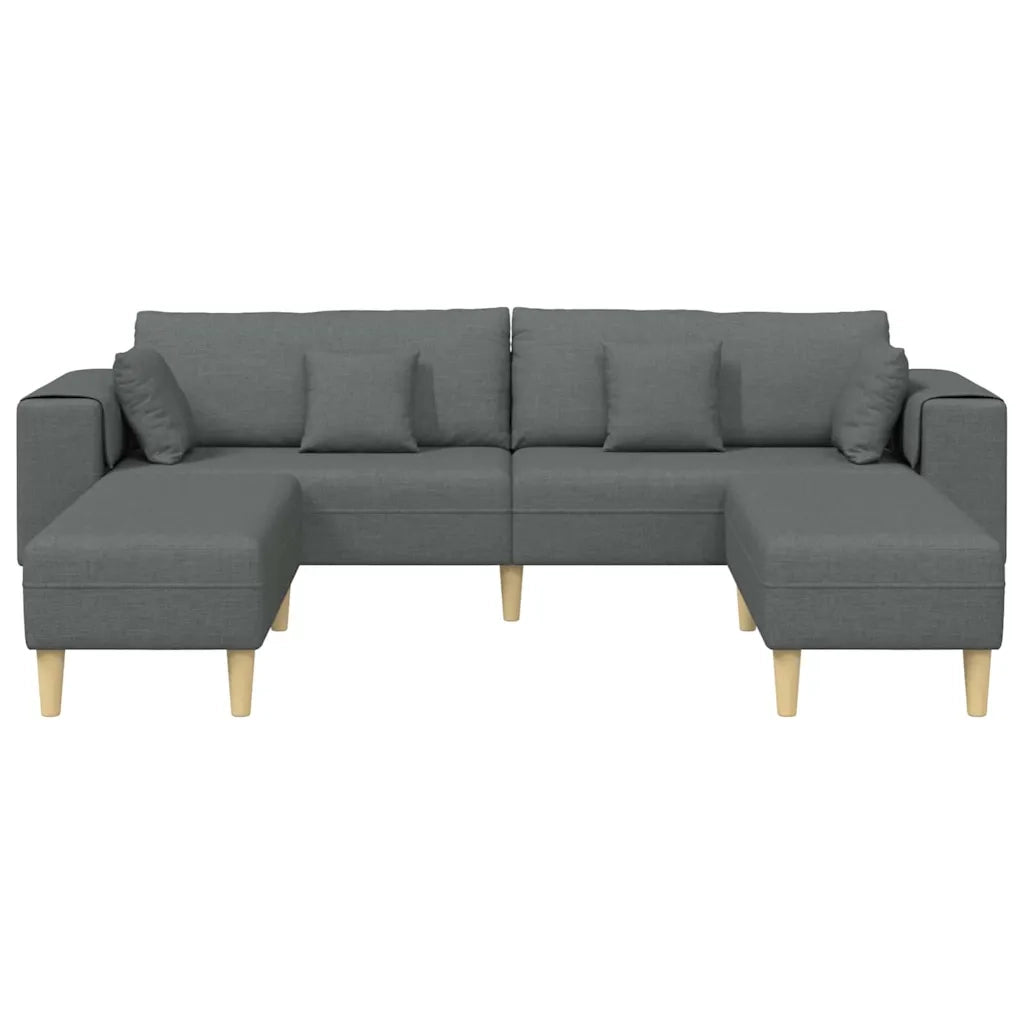 Divano in tessuto con cuscino 3 pcs Grigio scuro 208 cm Tessuto
