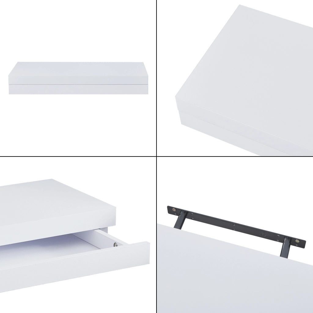 Mensola Karkkila con Cassetto Integrato Comodino Sospeso 60 x 23,5 x 8 cm Bianco [en.casa]