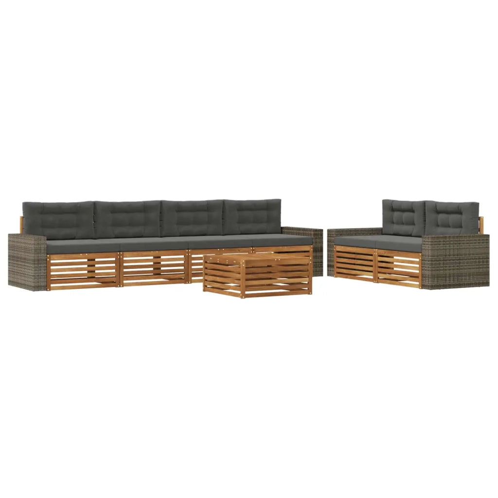 Set di divani da esterno 7 pcs Naturale e Antracite Poliestere 3383070