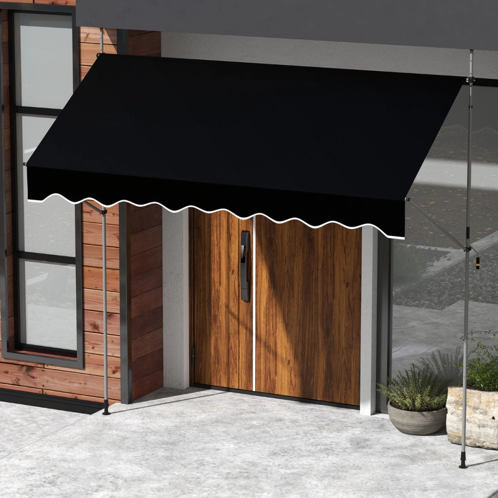 Tenda da sole regolabile per esterni senza foratura con manovella, Tenda da sole e giardino 300 x 210-300 cm Nero-Tende parasole