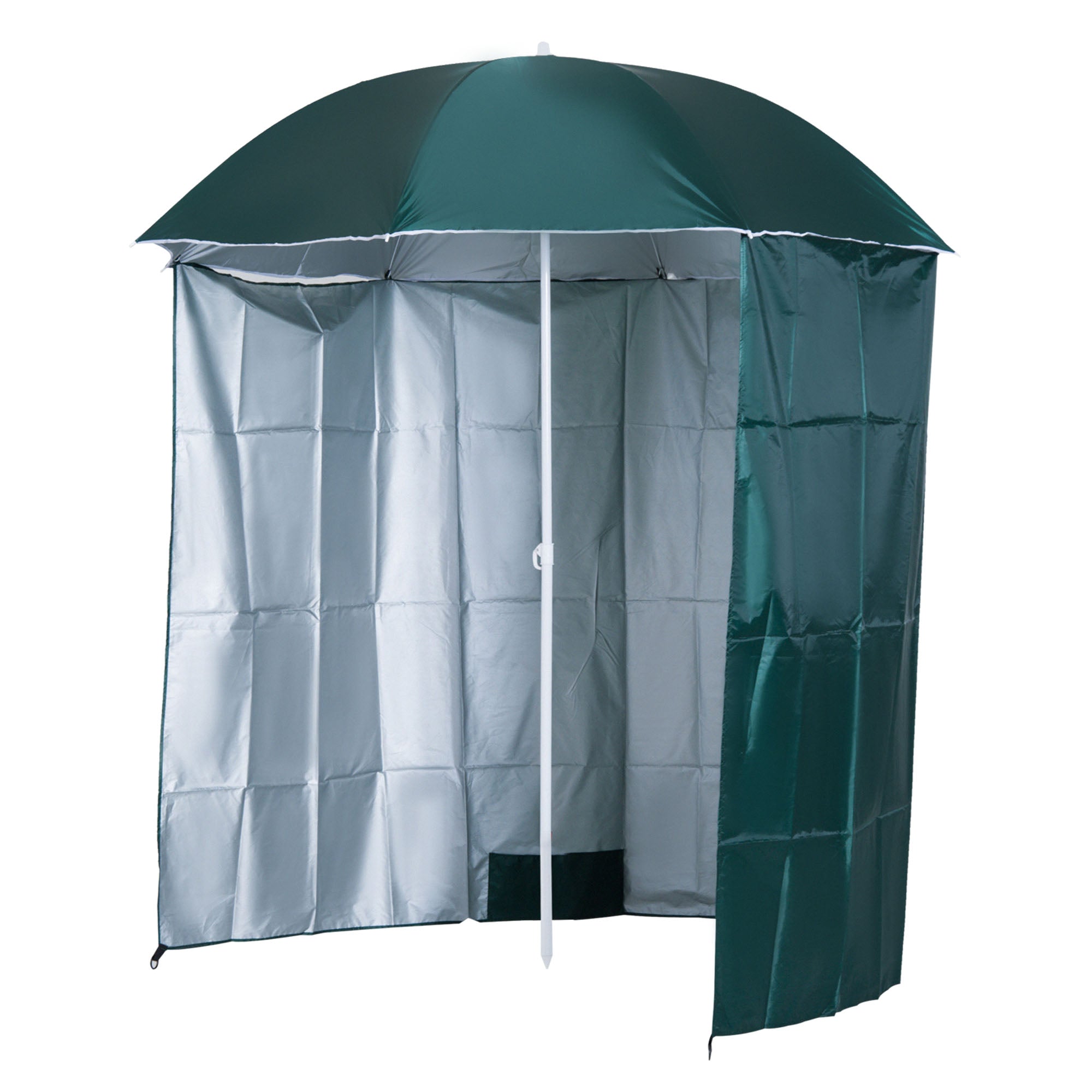 Ombrellone da Giardino Ø2,2m in Metallo con Tenda Parasole Verde Scuro