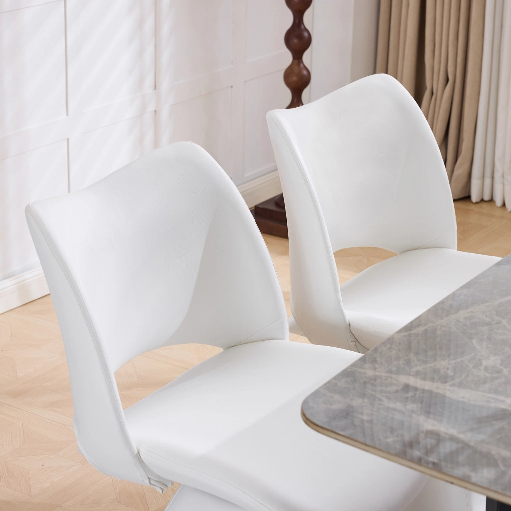 Sedia girevole da pranzo - con schienale alto ergonomico - in similpelle - bianco
