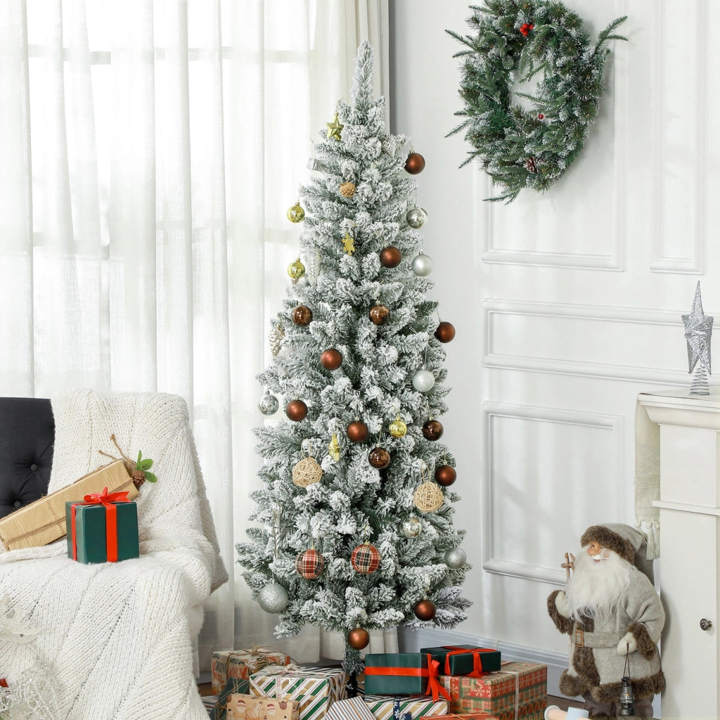 Albero di Natale Artificiale Innevato 183 cm ¨C Xylo ¨C 479 Rami, Base Metallo, Verde