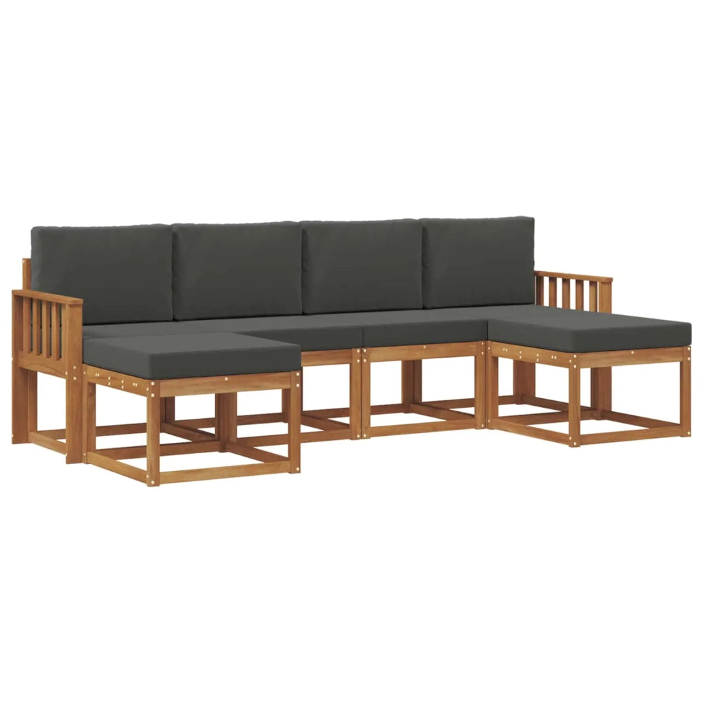 Set di divani da esterno con cuscino 6 pcs Naturale e Antracite