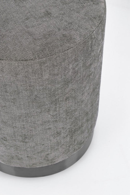 Pouf Ø 35x42 cm Ernestine in Tessuto Grigio