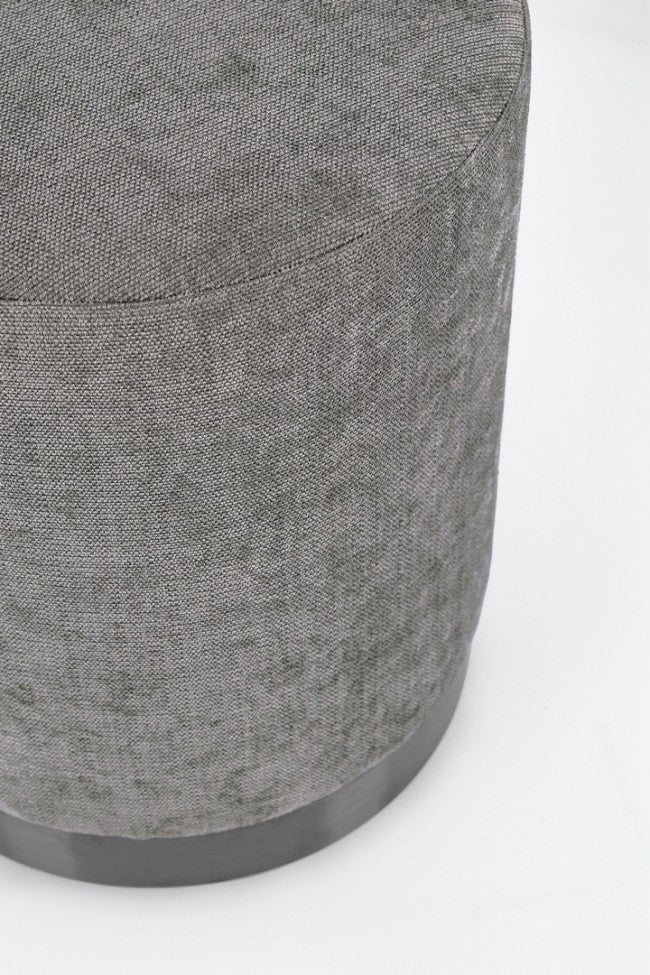 Pouf Ø 35x42 cm Ernestine in Tessuto Grigio