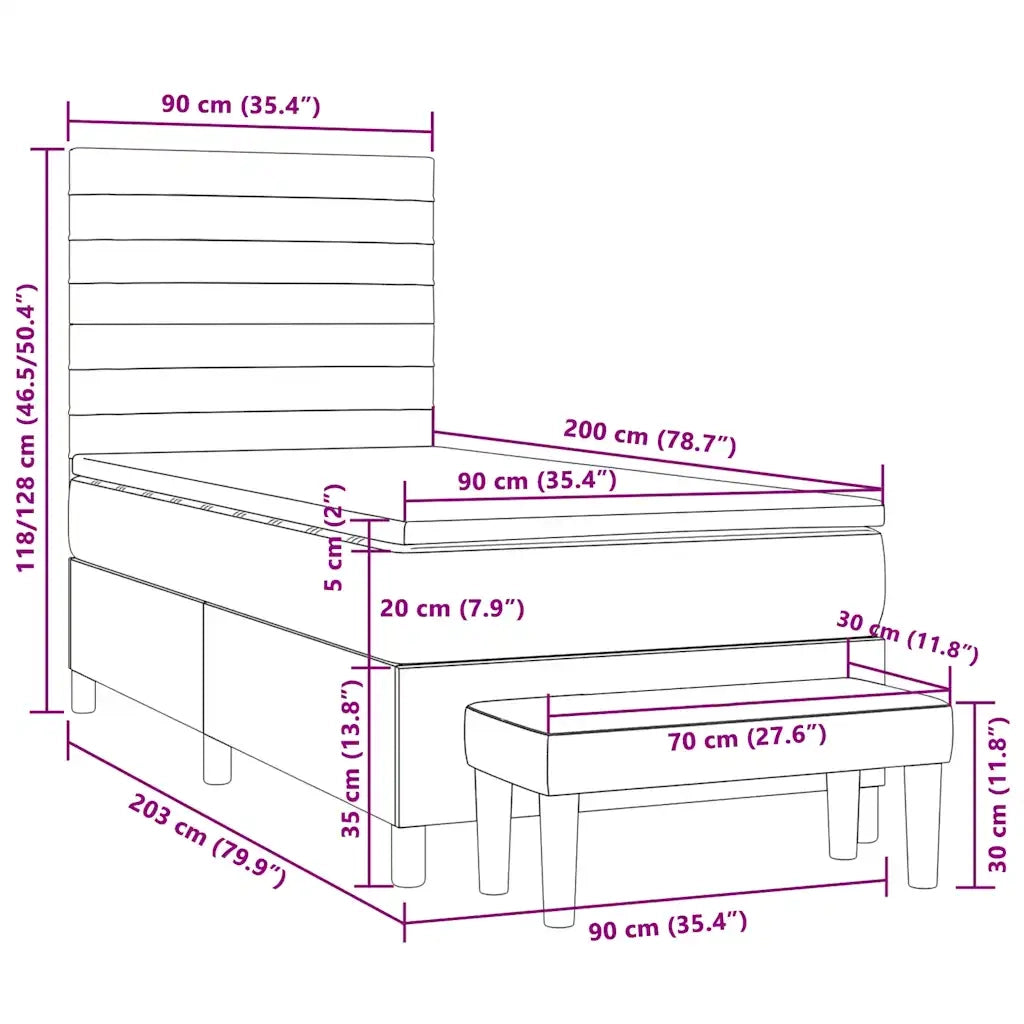 Giroletto a Molle con Materasso Marrone Scuro 90x200 cm Tessuto 3136648