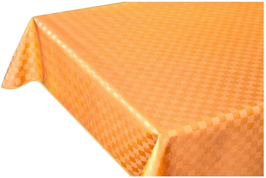 Tovaglia Cucina Antimacchia Bordata 140x240 cm Cotone Resinato Morbido Quadretti Arancione