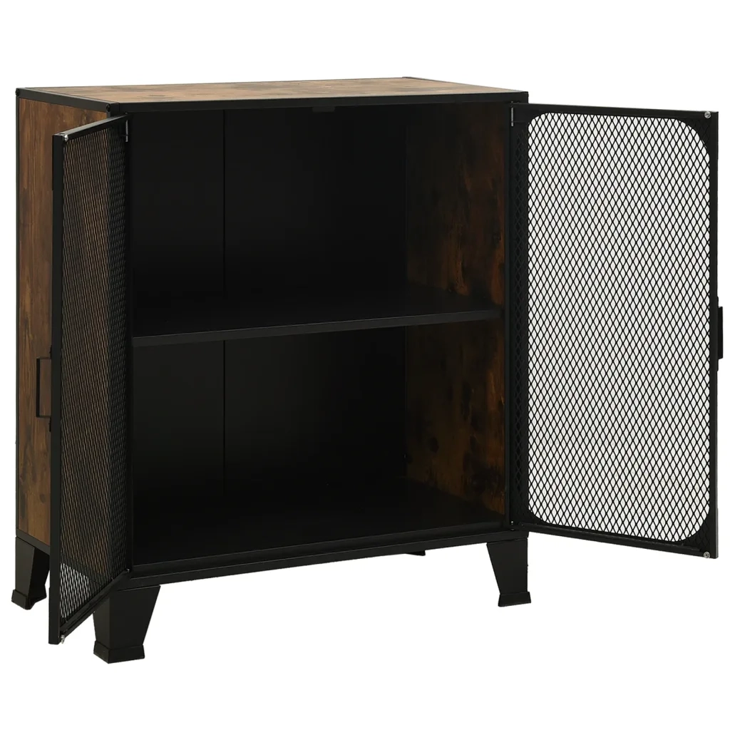 Armadietti 2 pz Marrone Rustico 72x36x82 cm Metallo e MDF 3095969