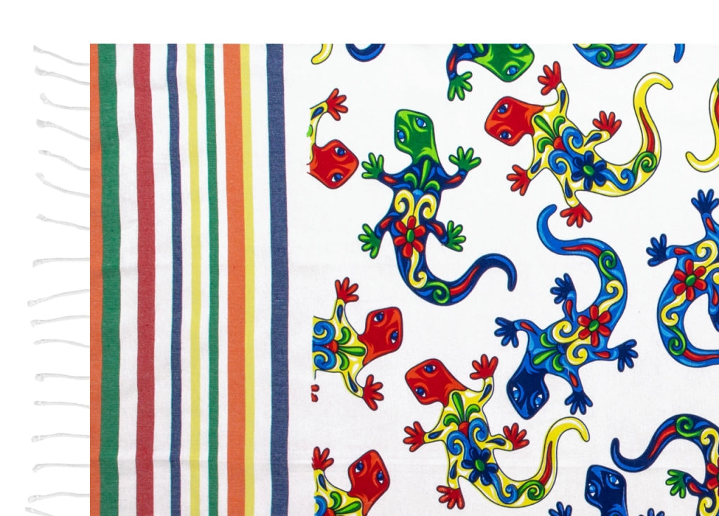 Telo Mare Fouta Per Spiaggia Fantasia Rigata Multicolore Leopard Pesci - Fouta - Mozambico