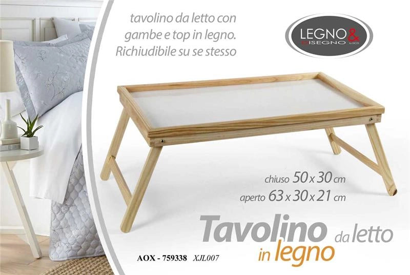 TAVOLINO DA LETTO IN LEGNO RICHIUDIBILE 50X30X23CM