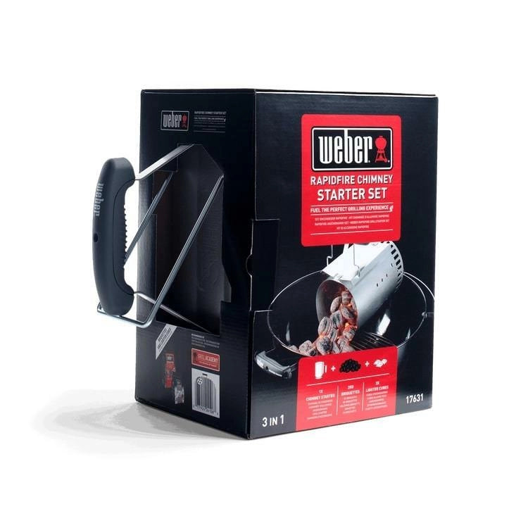 Weber Kit Ciminiera di Accensione + 2kg Bricchetti + 3 Accendifuoco per Barbecue