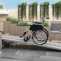 Rampa per Sedia a Rotelle e Scooter per Disabili Pieghevole e Antiscivolo in Alluminio, 305x73.5x5 cm, Argento