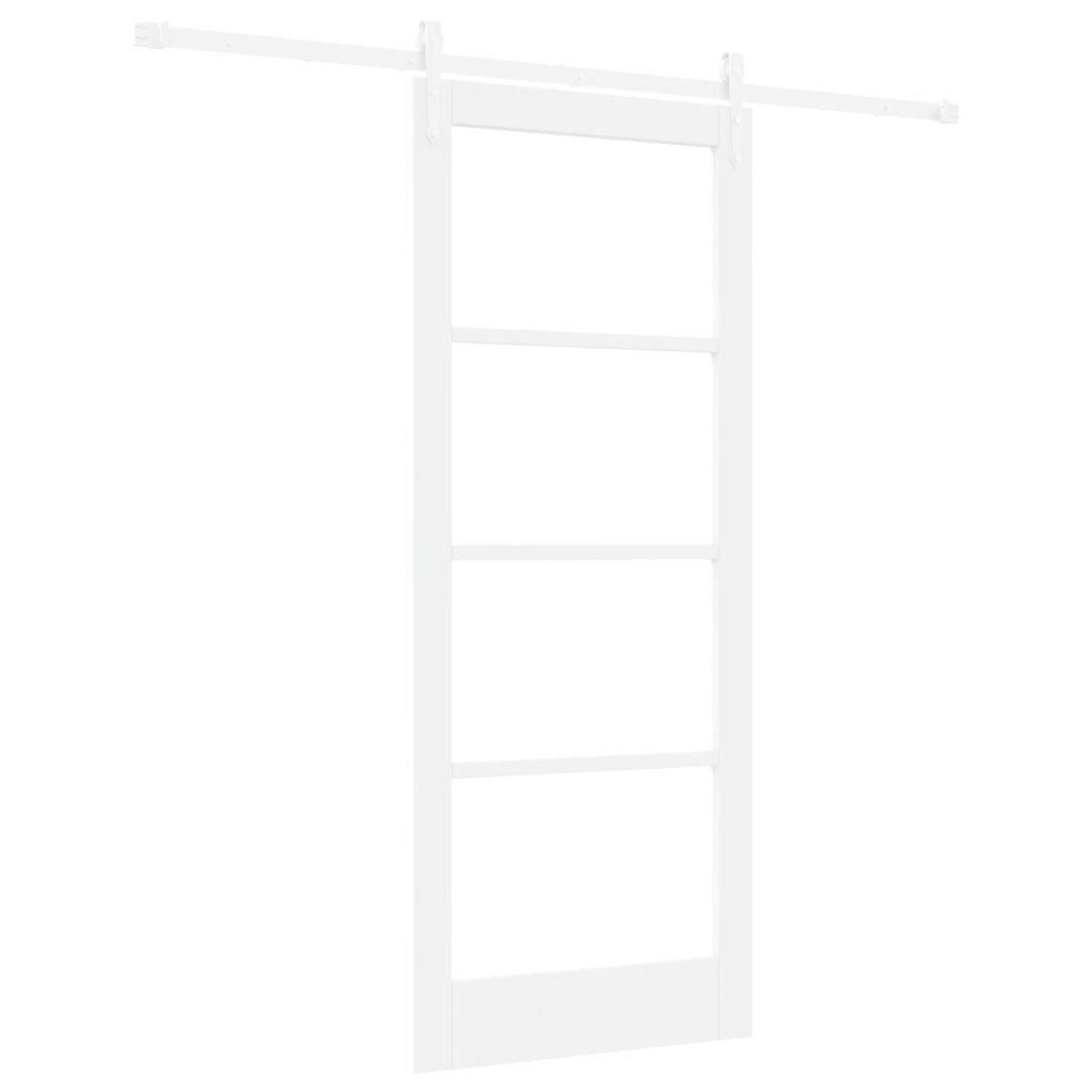 Porta scorrevole  con set hardware bianco 83x202 cm legno massello di pino