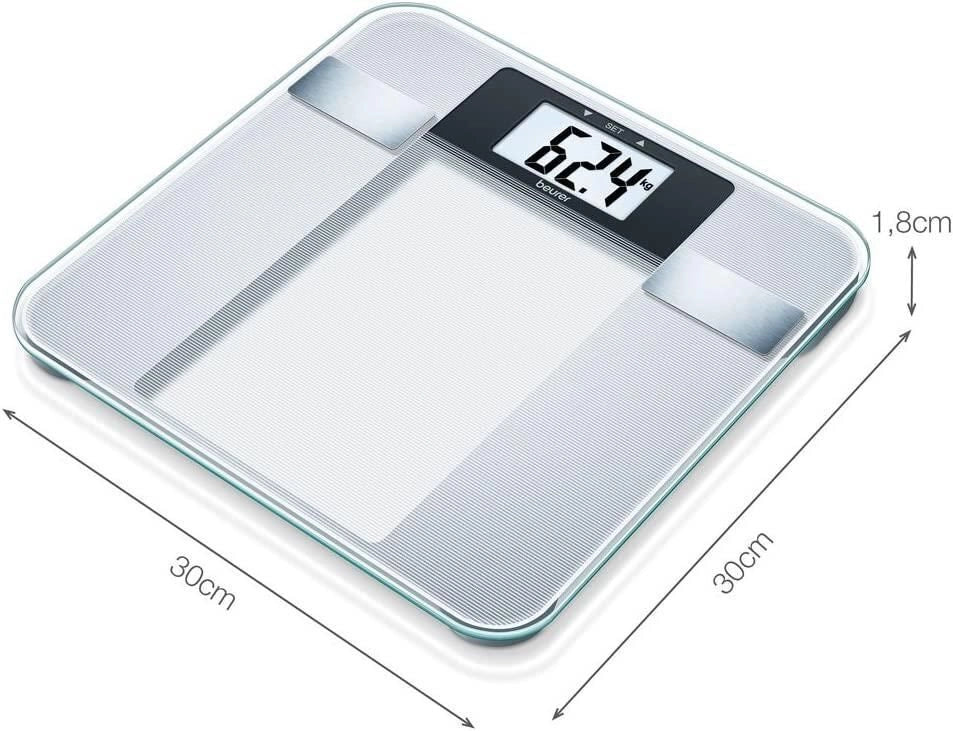 Beurer BG 13 Bilancia Diagnostica in Vetro Portata 150 Kg Inox