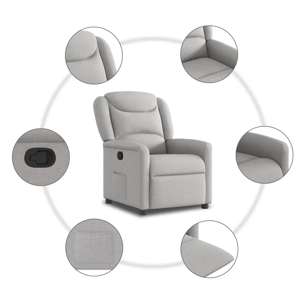Divano Sedia-Poltrona Reclinabile in Tessuto Grigio Nuvola 727894