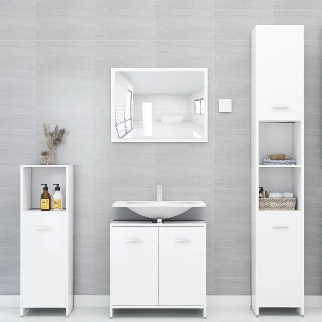 Armadio da Bagno | Mobile da Bagno Bianco 30x30x95 cm in Legno Multistrato