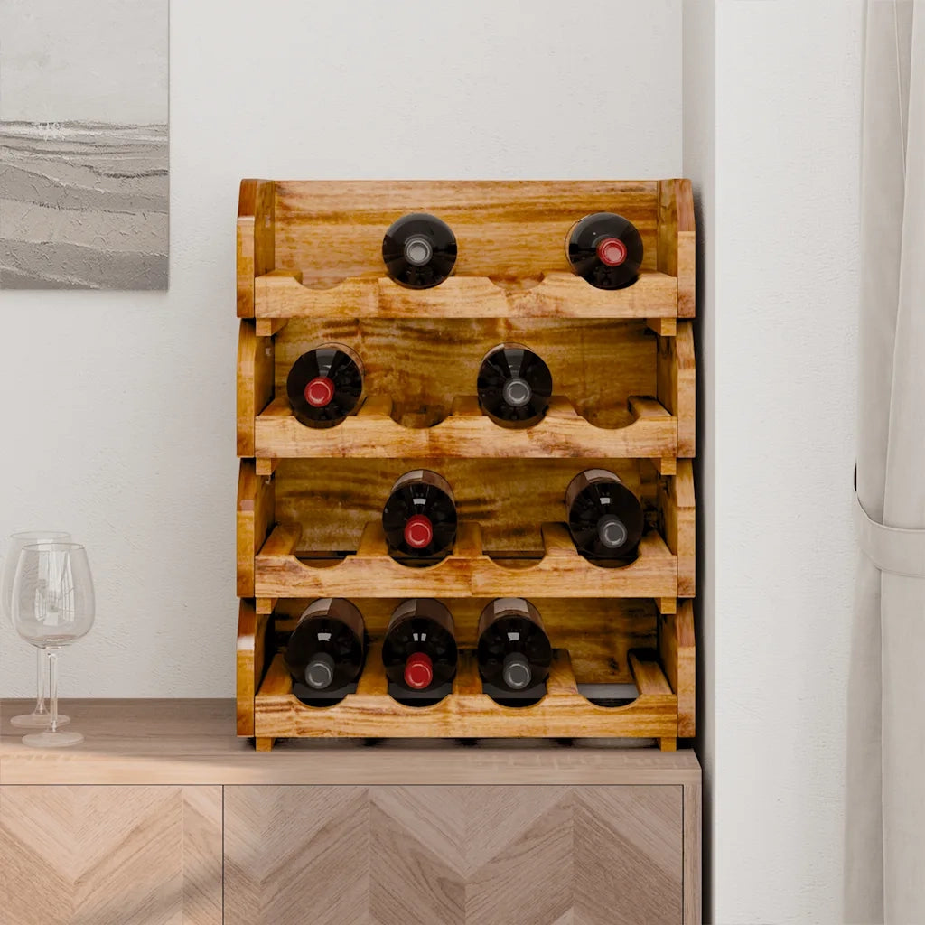 Set Portavini 4 pz per 16 Bottiglie in Legno Massello di Mogano 244491