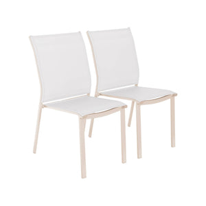 Set di 2 sedie da giardino impilabili in alluminio e textilene, beige